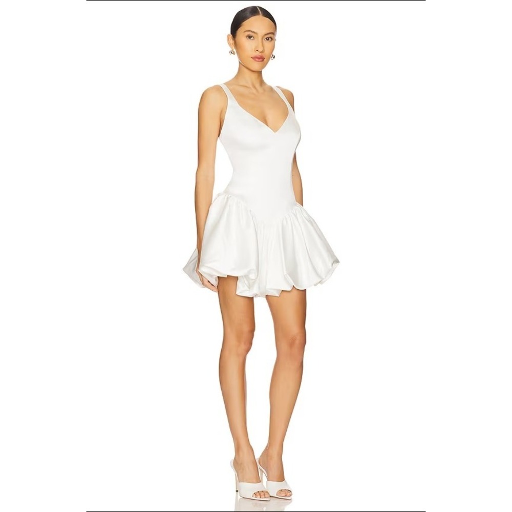 Bardot Oria White Bubble Satin Mini Dress, Bridal Bachelorette Girly REVOLVE XL - Picture 2 of 15